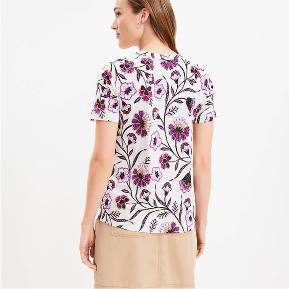 LOFT Pink and Purple Fitted T-Shirt - Picture 3 of 16